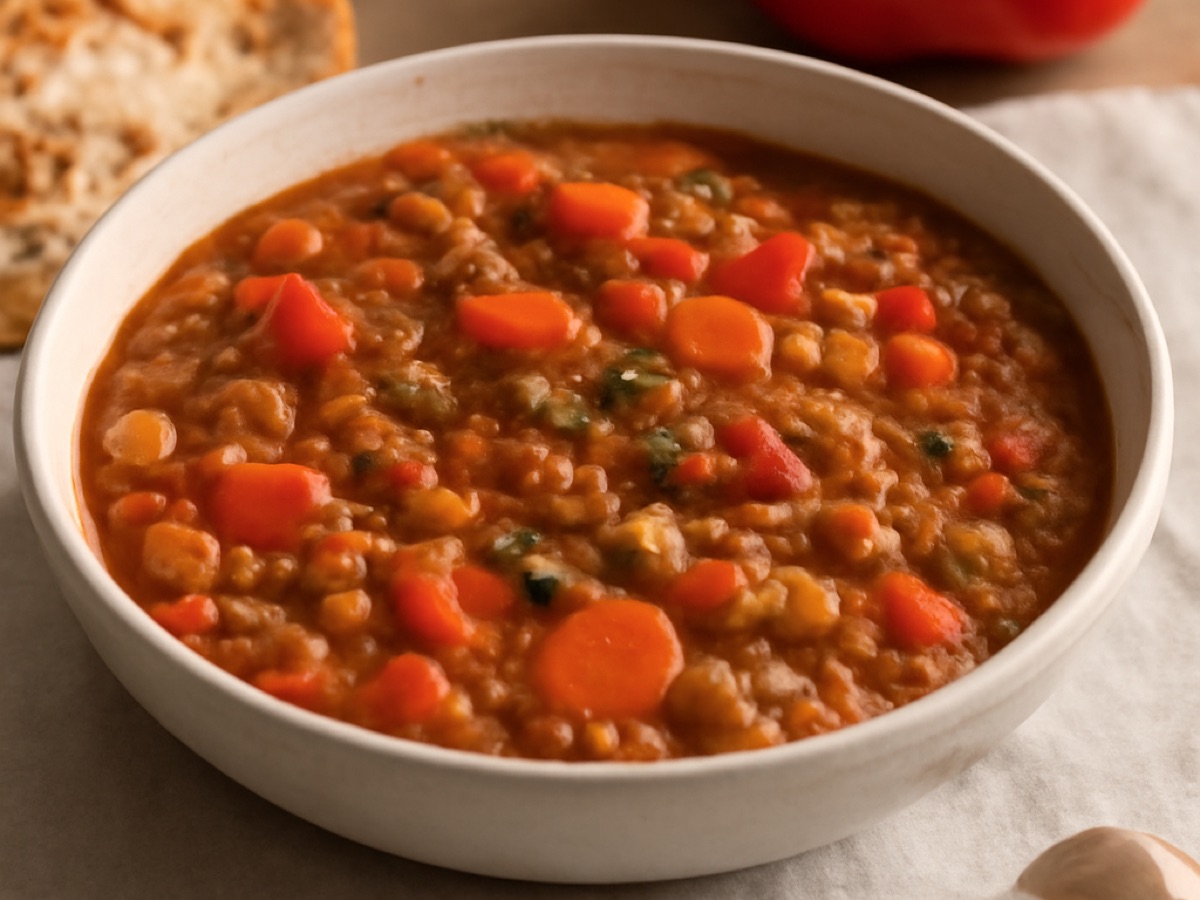 Veganer Ungarischer Linseneintopf mit Paprika