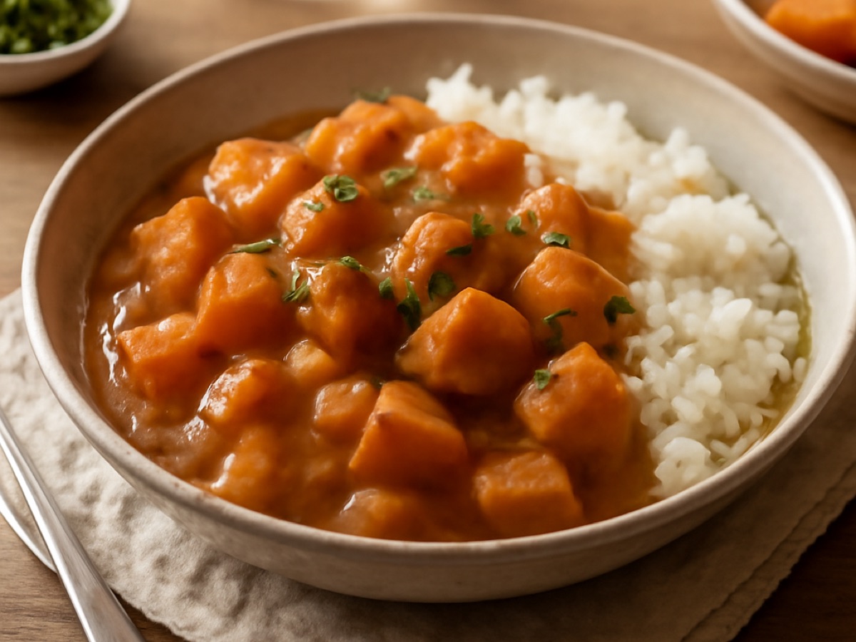 Veganes japanisches Curry mit Süßkartoffeln und Karotten
