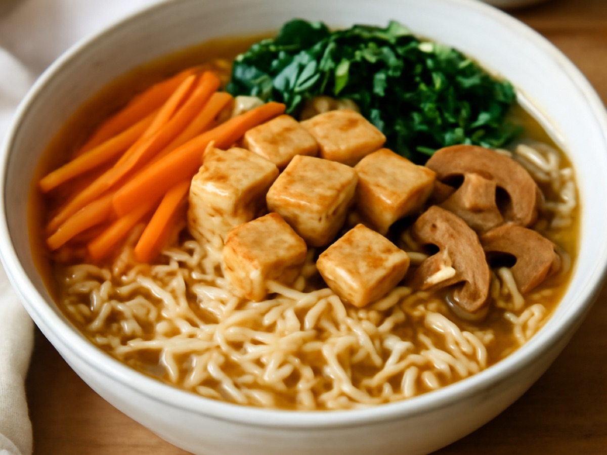 Veganes Miso-Ramen mit Tofu und Gemüse
