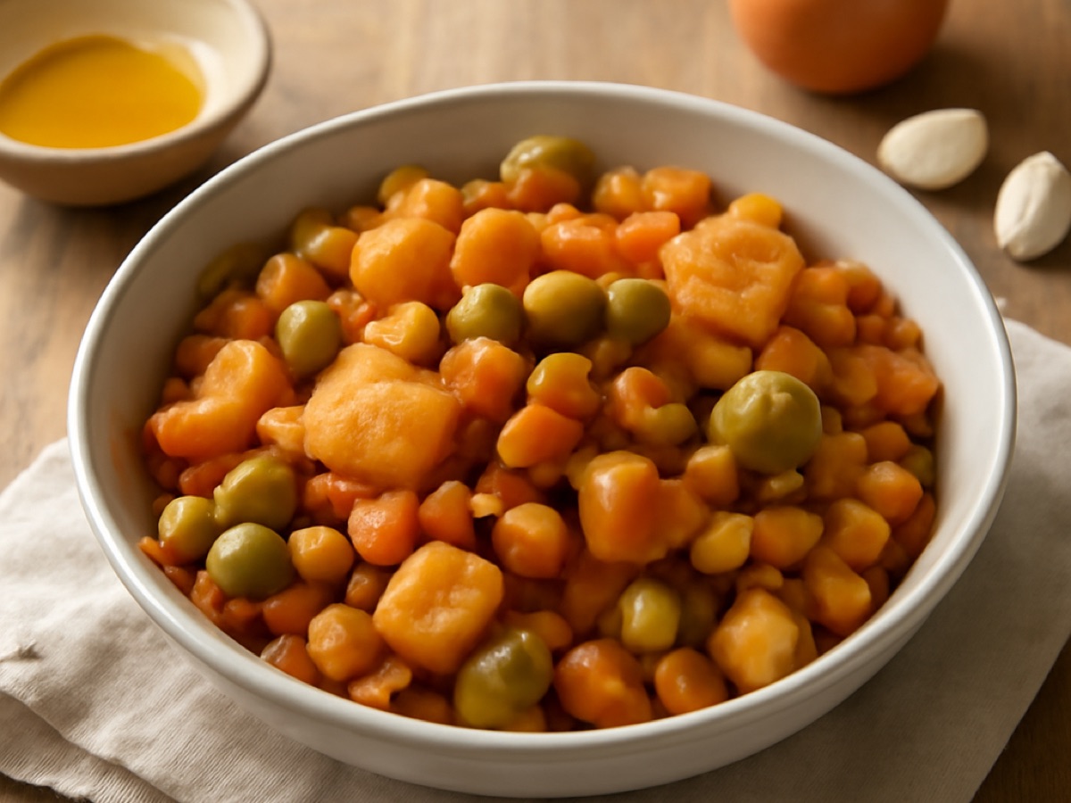 Vegetarische Kichererbsen-Tajine mit Kartoffeln und Oliven