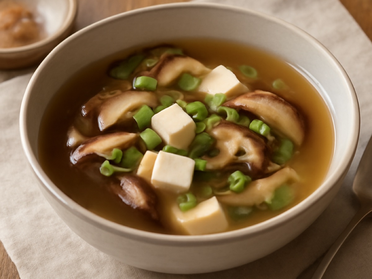 Vegetarische Miso-Suppe mit Shiitake und Tofu