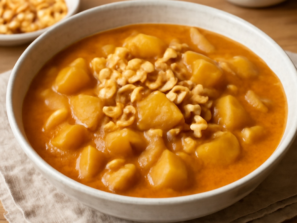 Vegetarisches Massaman-Curry mit Kartoffeln und Erdnüssen