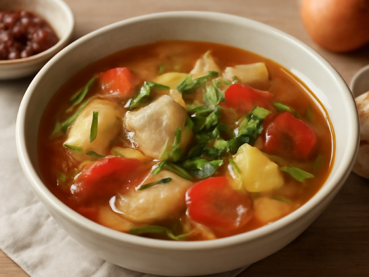 Vietnamesischer Eintopf Canh Chua mit Fisch und Tamarinde