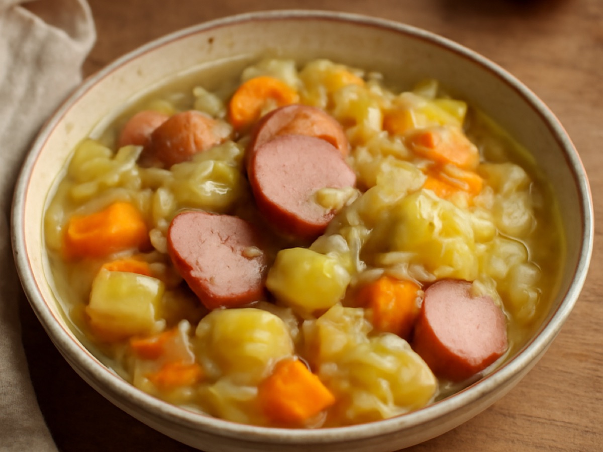 Weißkohleintopf mit Wurst und Gemüse