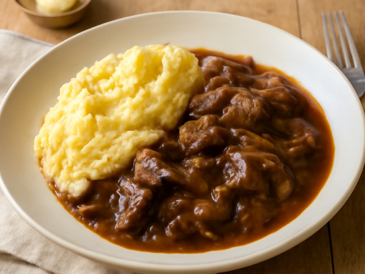 Westfälische Pfefferpotthast mit Kartoffelpüree