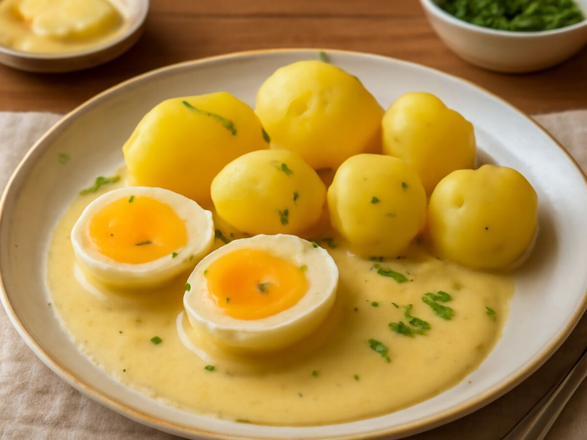 Westfälische Senfeier mit Kartoffeln