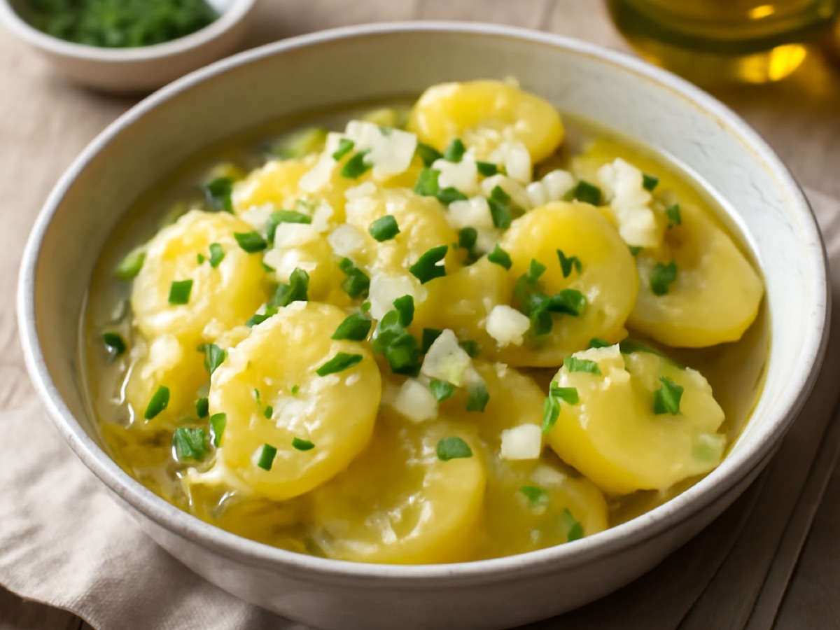 Westfälischer Kartoffelsalat mit Brühe und Essig
