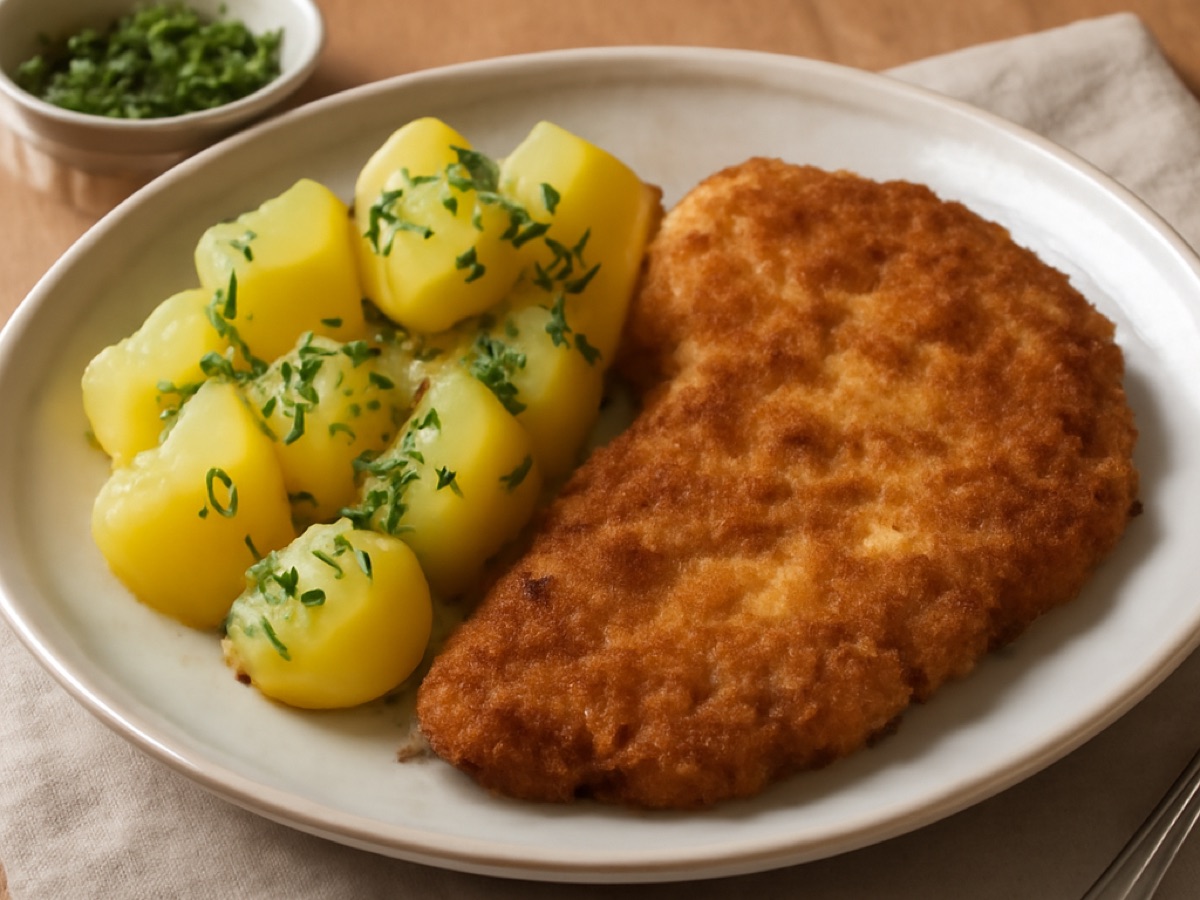 Wiener Backfleisch mit Petersilienkartoffeln