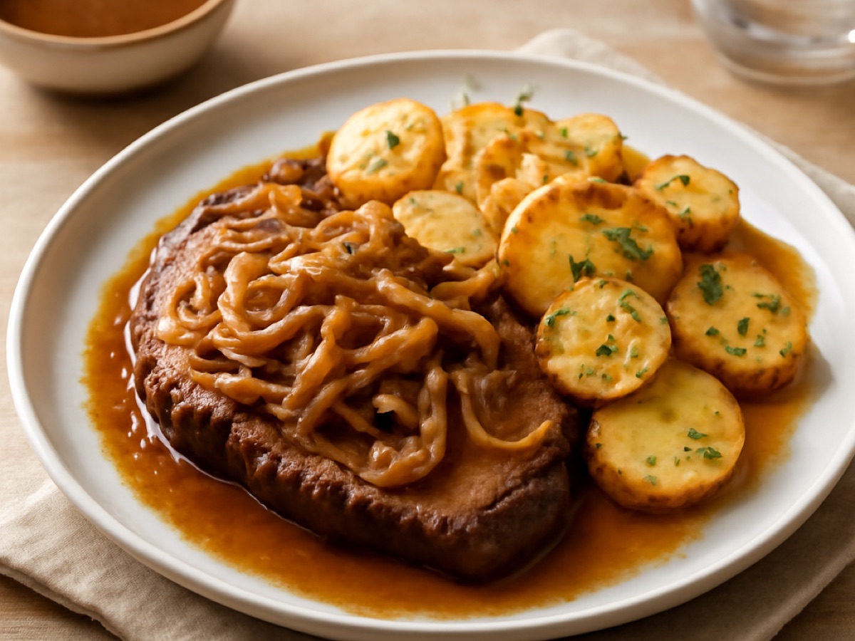 Wiener Zwiebelrostbraten mit Bratkartoffeln