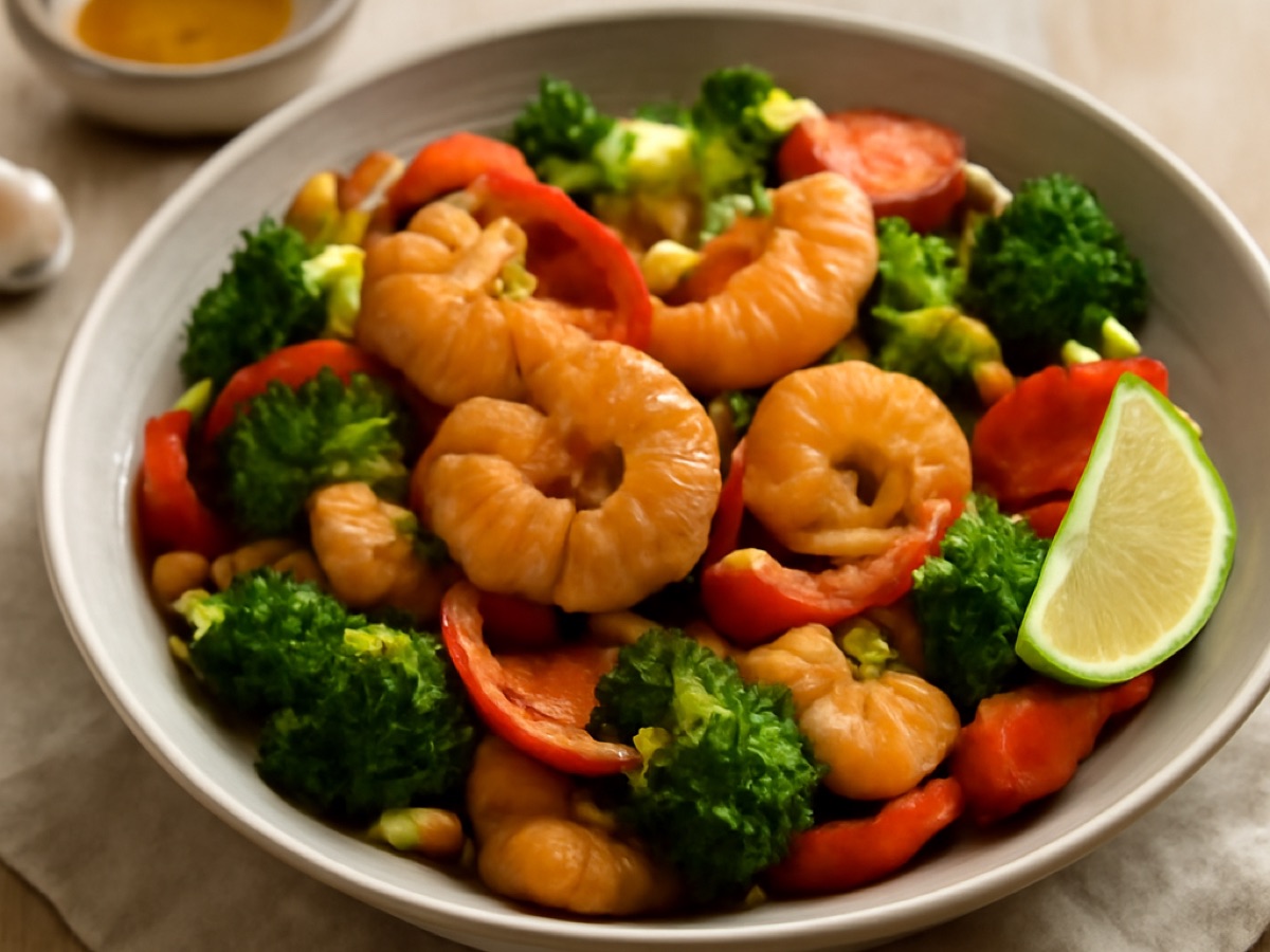 Wok-Garnelen mit Limette, Knoblauch und Erdnussöl