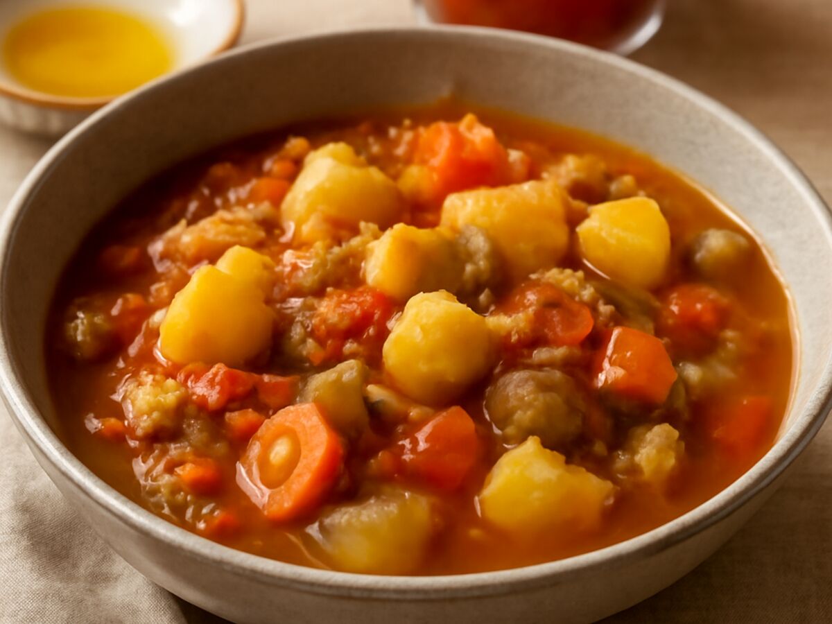Würziger Gemüseeintopf mit Kartoffelresten
