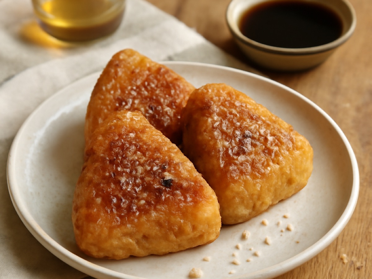 Yaki Onigiri – Gegrillte Reis-Dreiecke mit Sojasauce