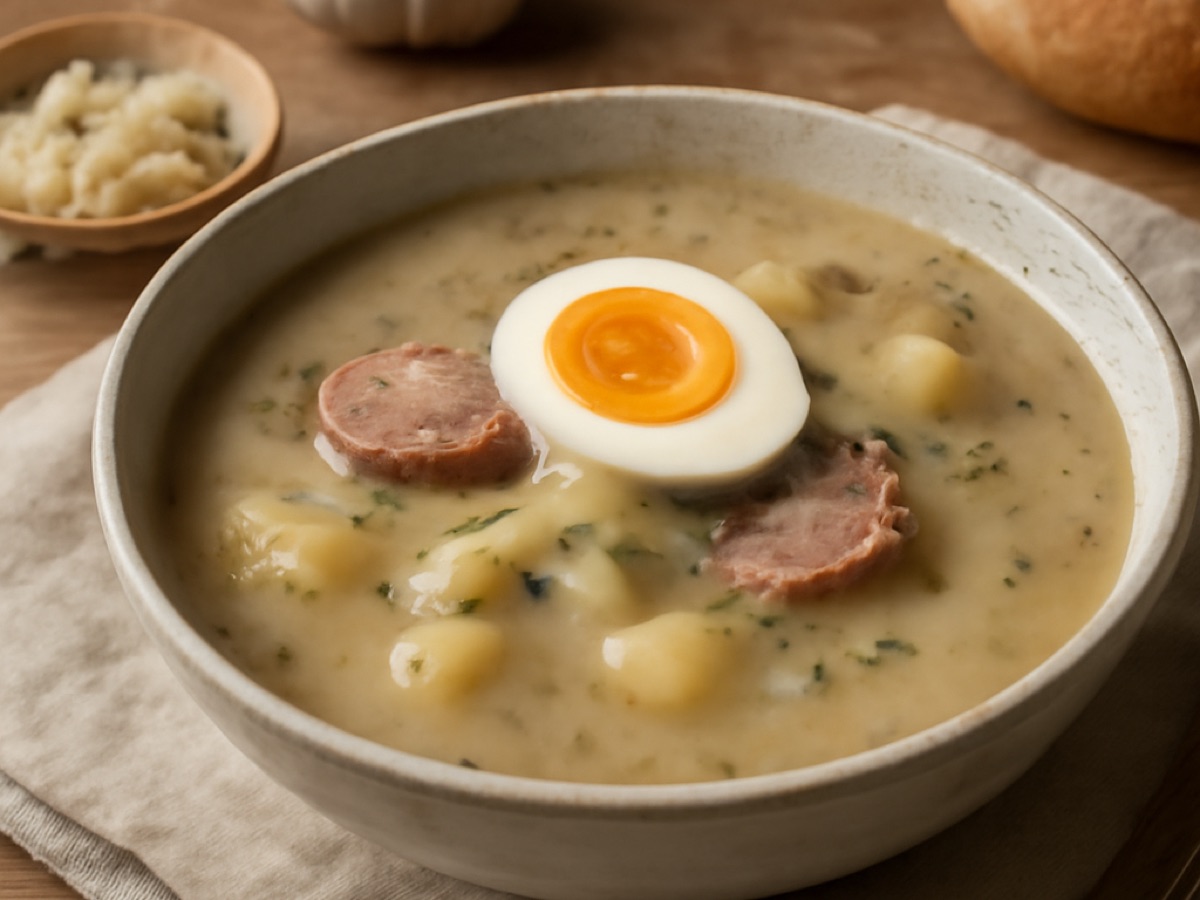 Zurek – Polnische Sauermehlsuppe mit Ei und Kartoffeln