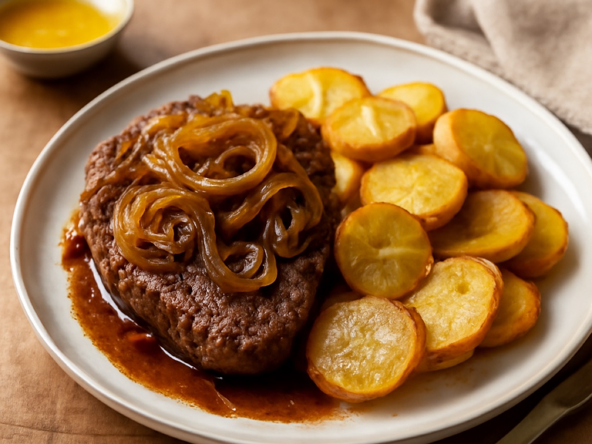 Zwiebelrostbraten mit Bratkartoffeln