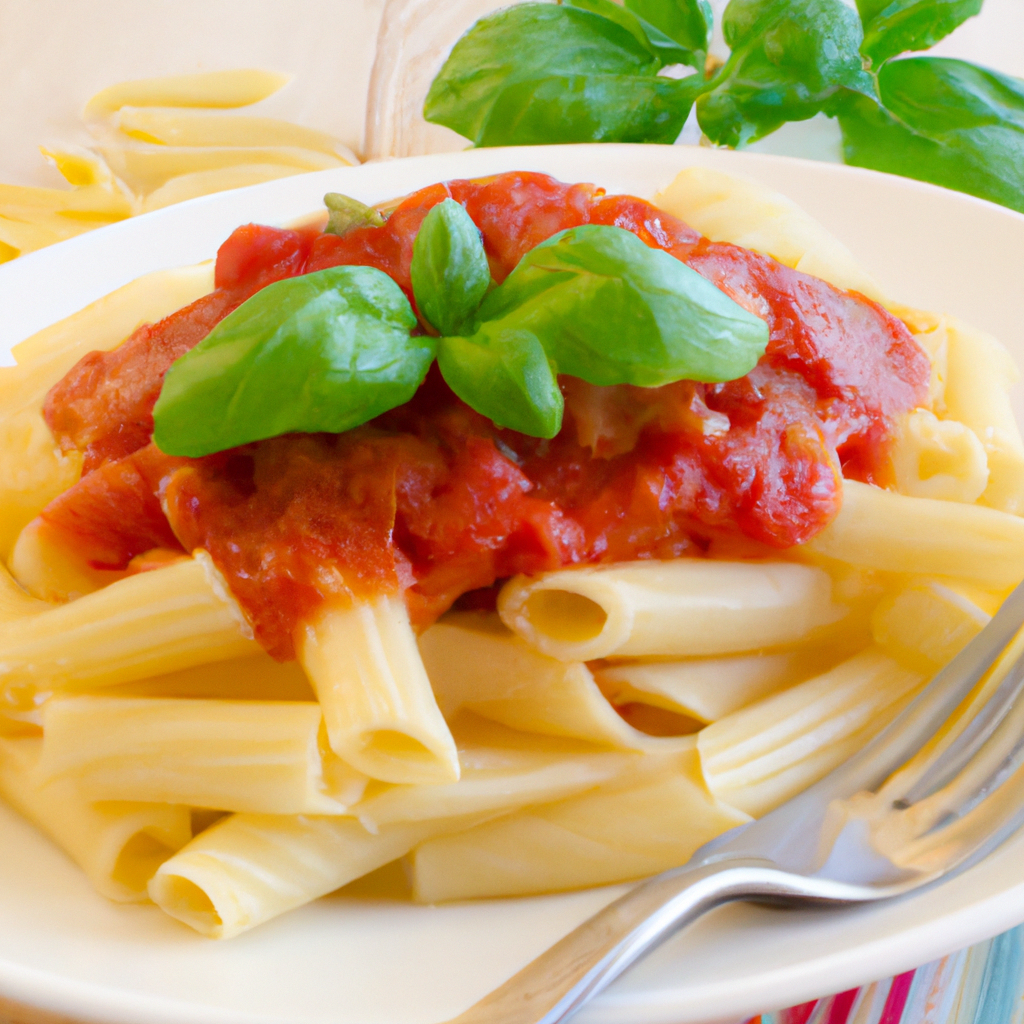 Pasta mit Tomatensauce und Basilikum - Fetti.de