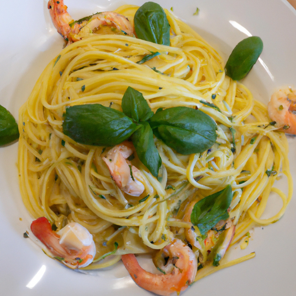 Zitronen-Basilikum-Pasta mit Garnelen - Fetti.de