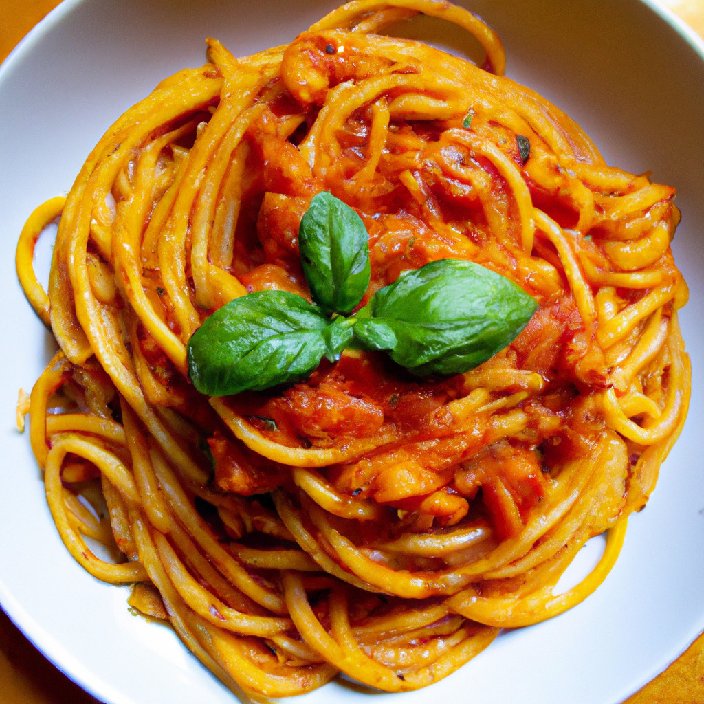 Veganer Spaghetti-Kürbis mit Tomaten-Basilikum-Sauce - Fetti.de