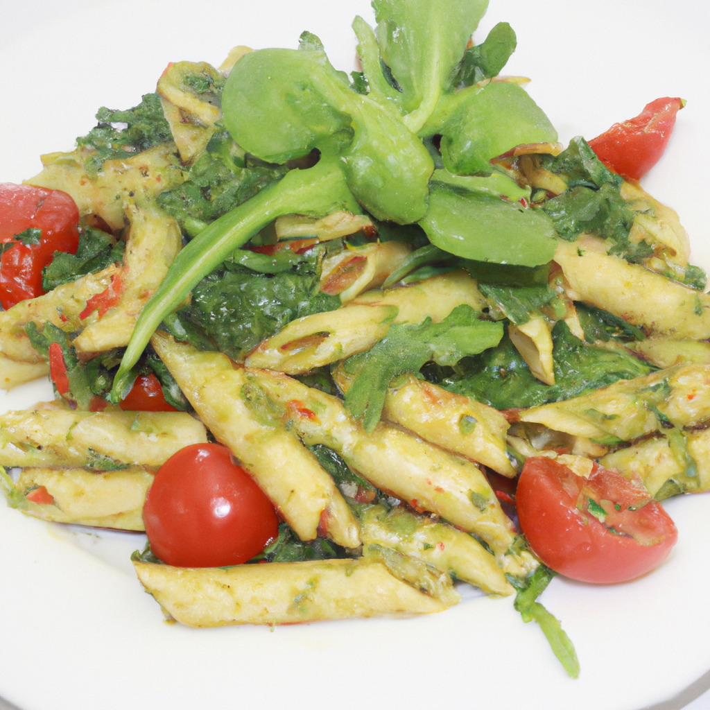 Pesto Penne mit gerösteten Tomaten und Rucola - Fetti.de